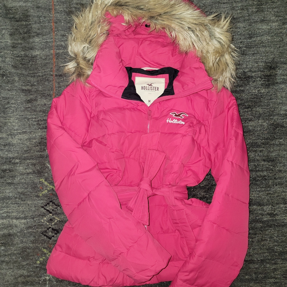 Hollister Y2K Jacket with Faux Fur Trim & Removable Hood | Perfect Condition